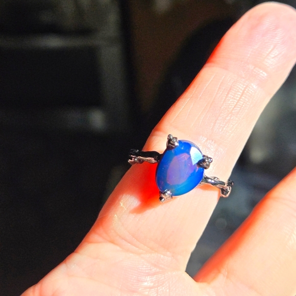 Natural Kharma by Avelon Jewelry - Black Opal STUNNING 4k sterling & rhodium ring sz9